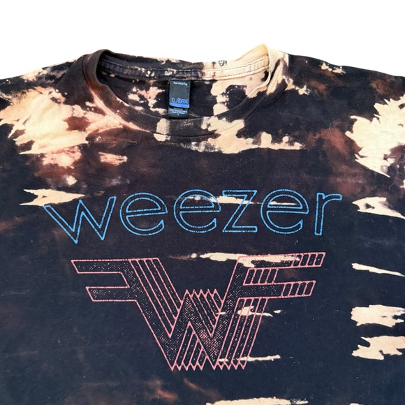 Tultex - Weezer Tie-Dye Bleach Dye Short Sleeve Tour T-Shirt - Black - Large - Picture 5 of 6